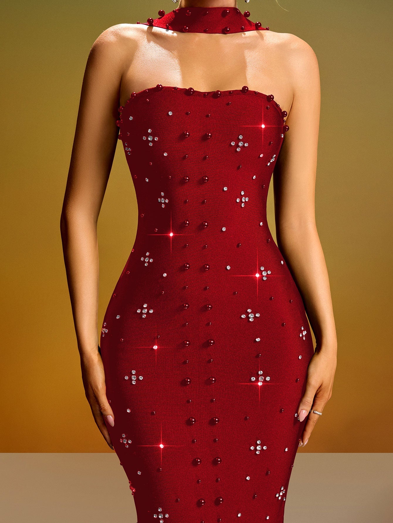 Sparkly Crystal Bandage Maxi Dress