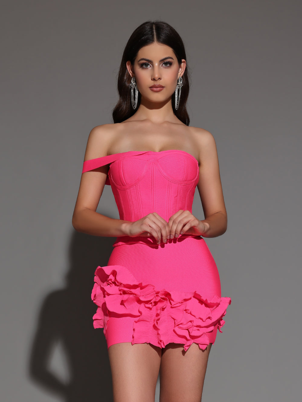 Bandage Top & Ruffled Mini Skirt Set