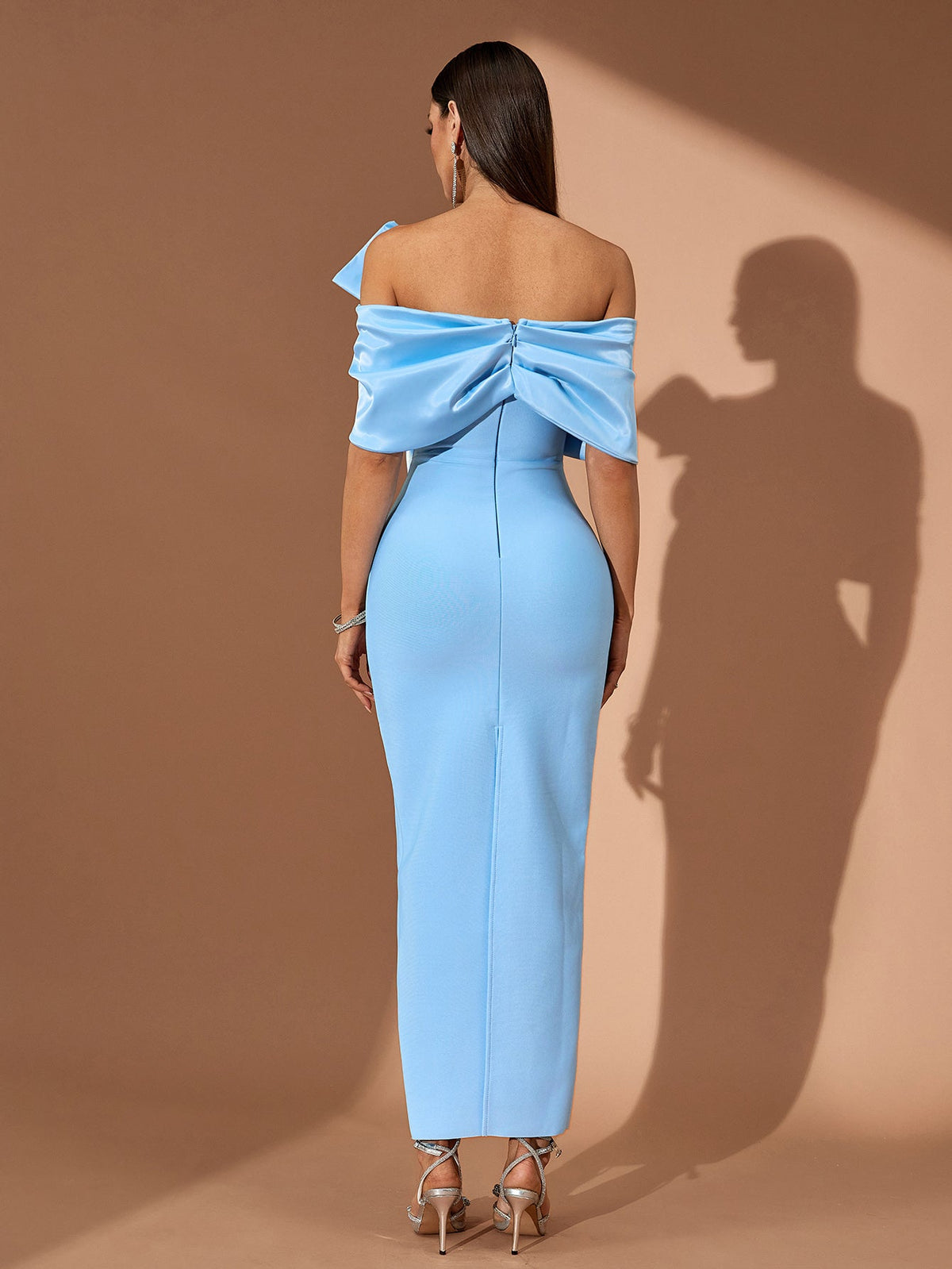 Asymmetric Bow Bandage Midi Dress, side view