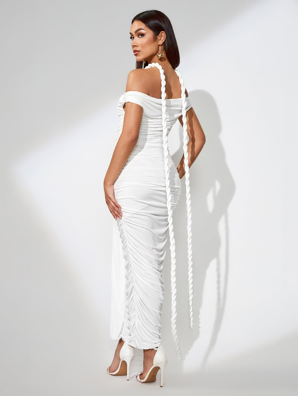 Off Shoulder Ruched Maxi Dress