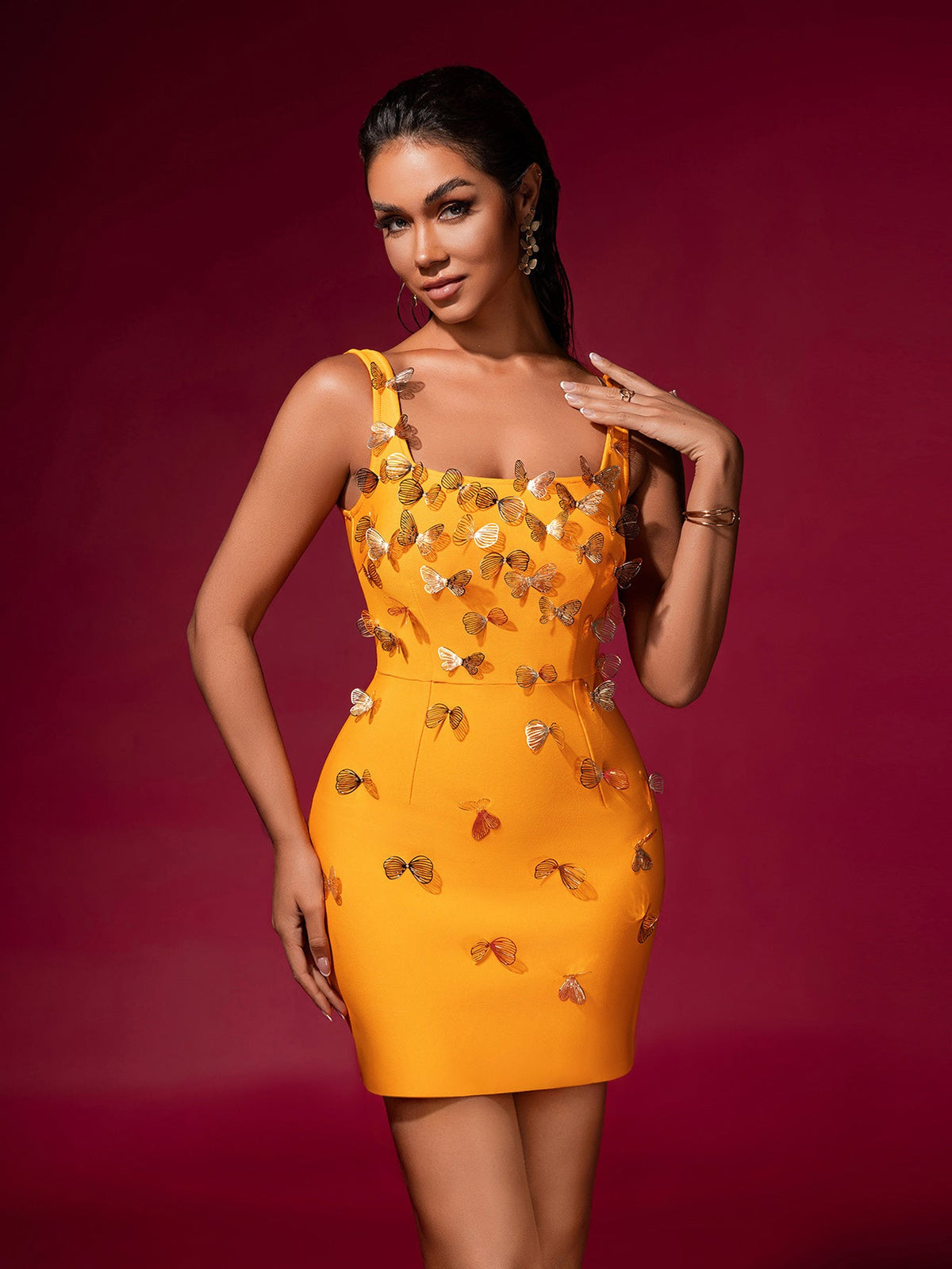 Butterfly Embellished Bandage Mini Dress, side view