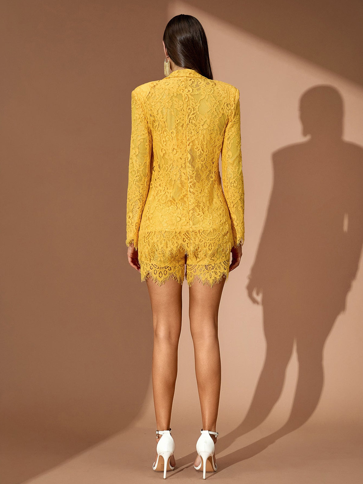 Embellished Three-Piece Shorts Set, back view