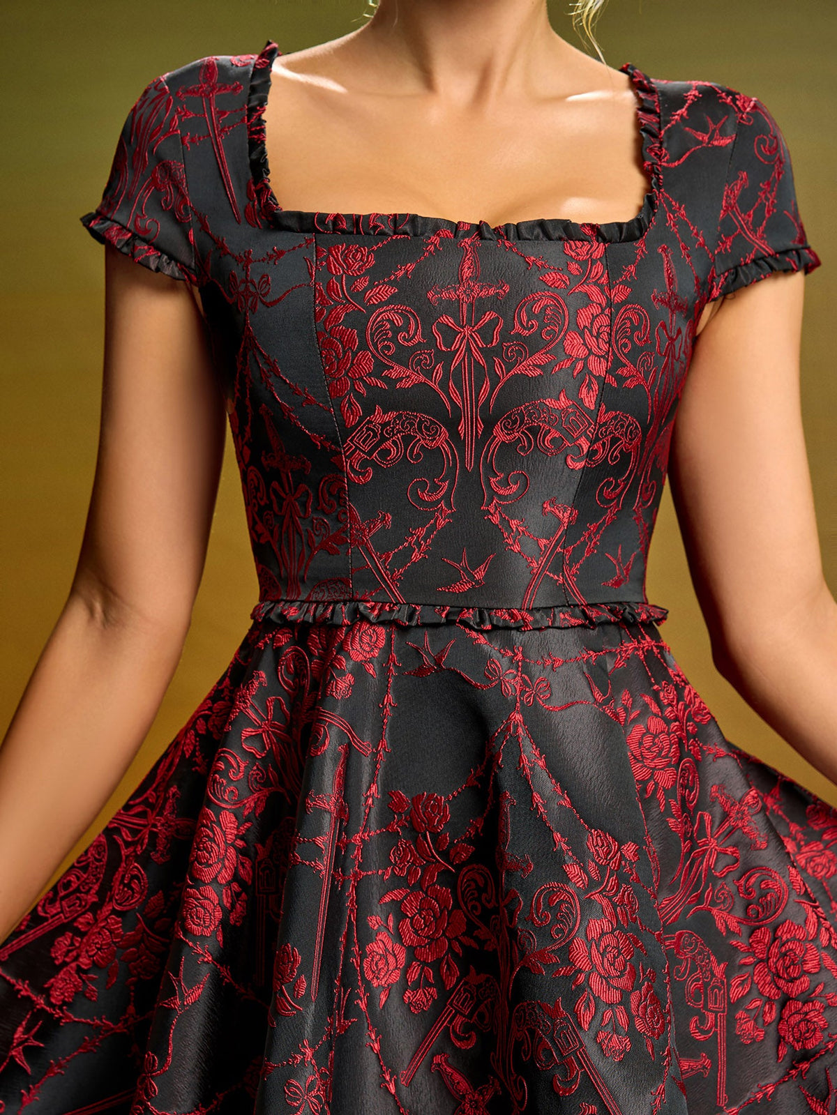 Floral Embroidered A-Line Mini Dress, back view