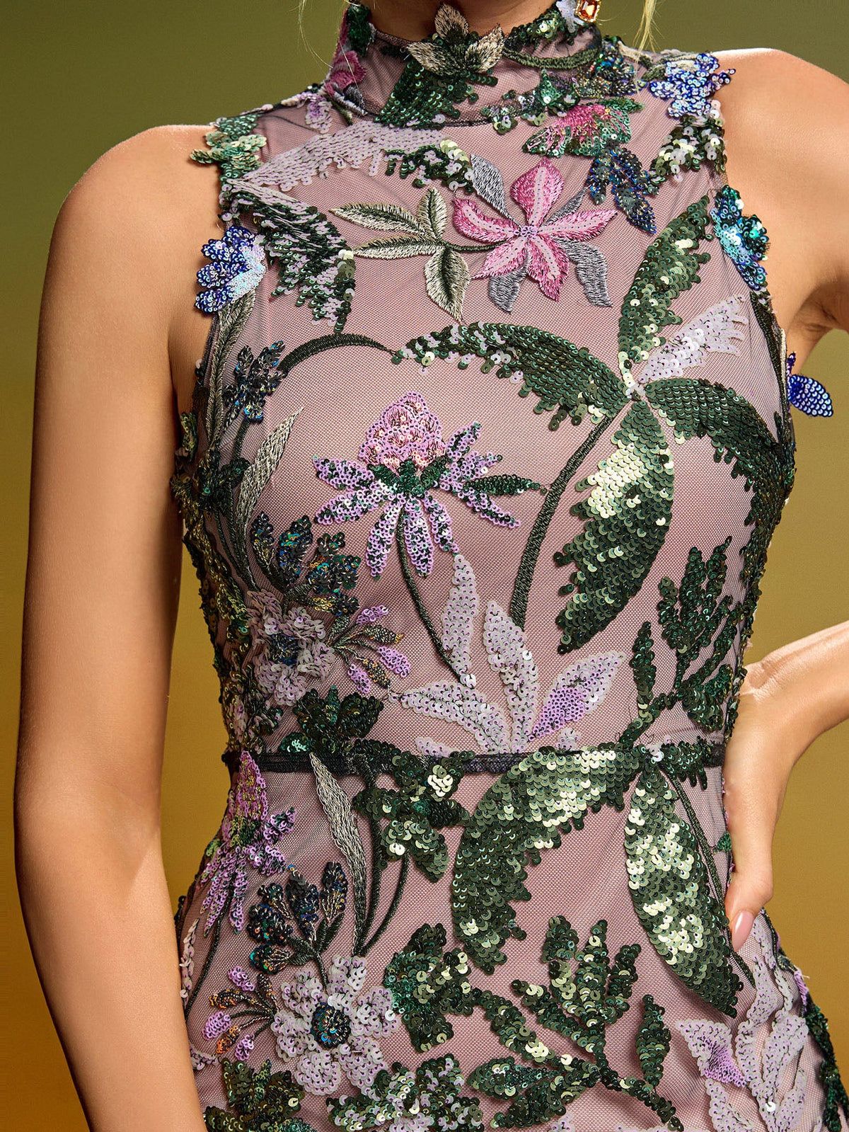 Floral Embroidered Sequin Mini Dress, back view