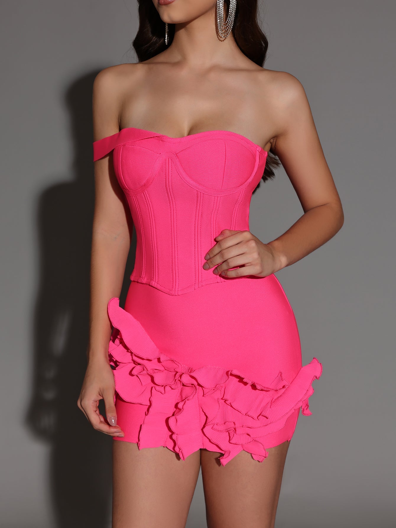 Bandage Top & Ruffled Mini Skirt Set