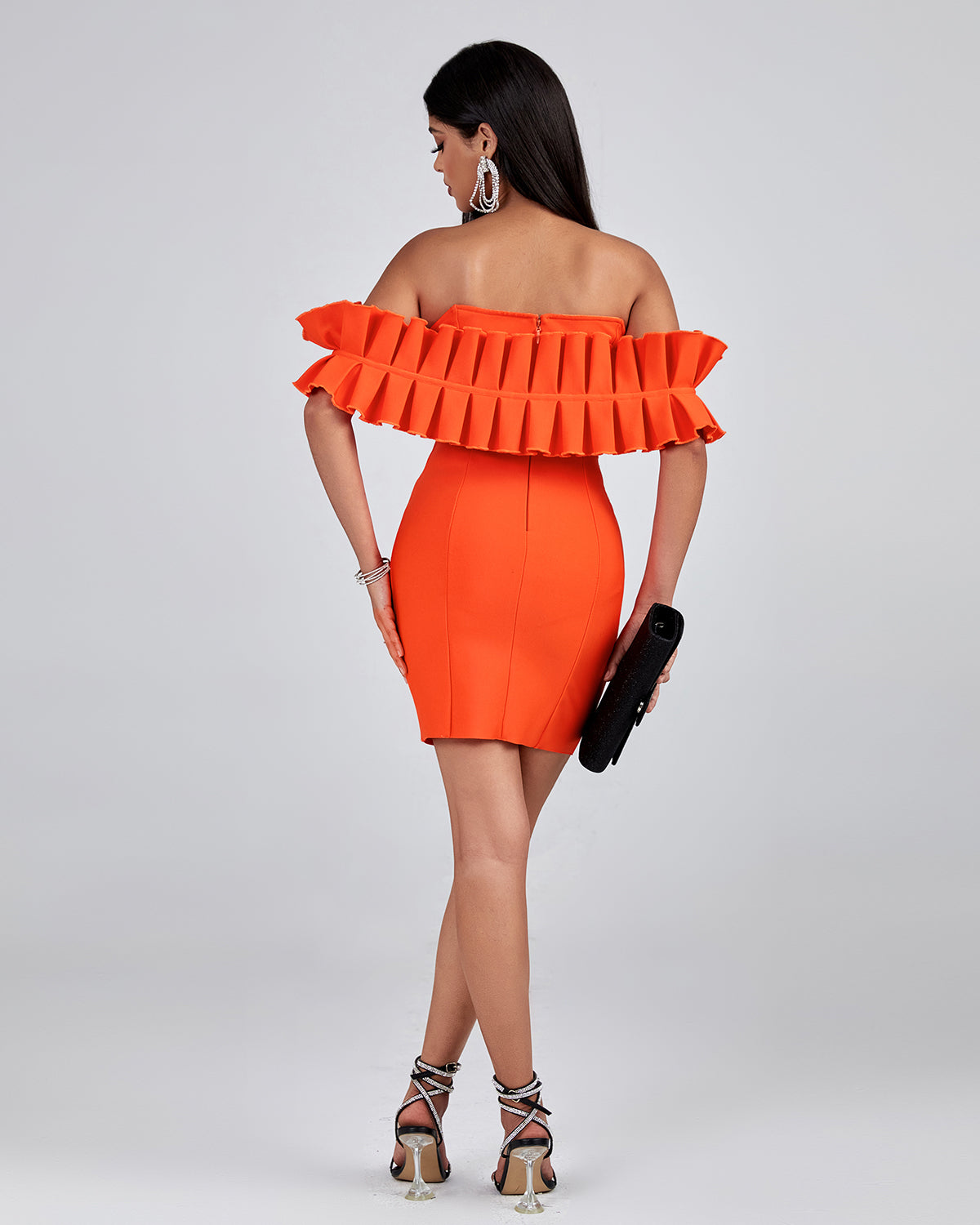 Off Shoulder Azo Mini Bandage Dress