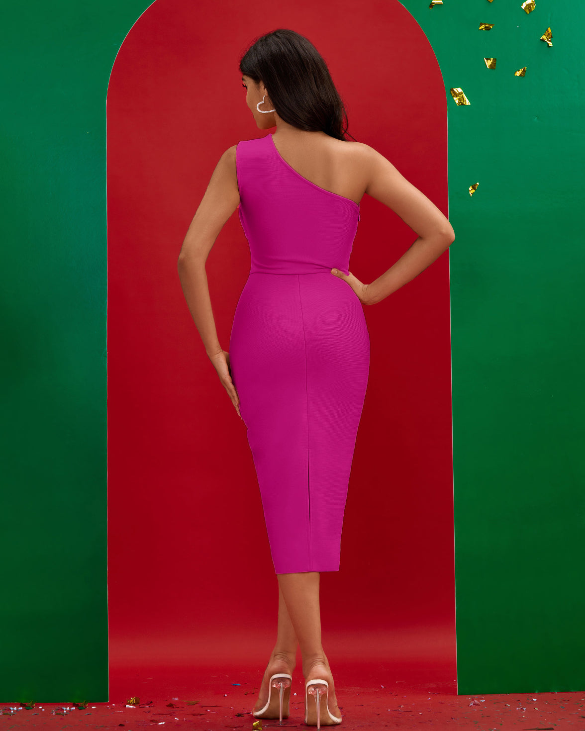Asymmetric Midi Bandage Dress