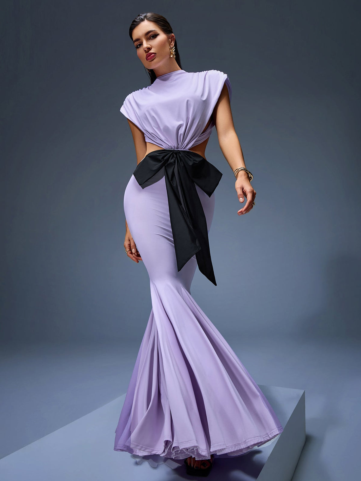 Open-Back Maxi Dress with Bow Detail, back view