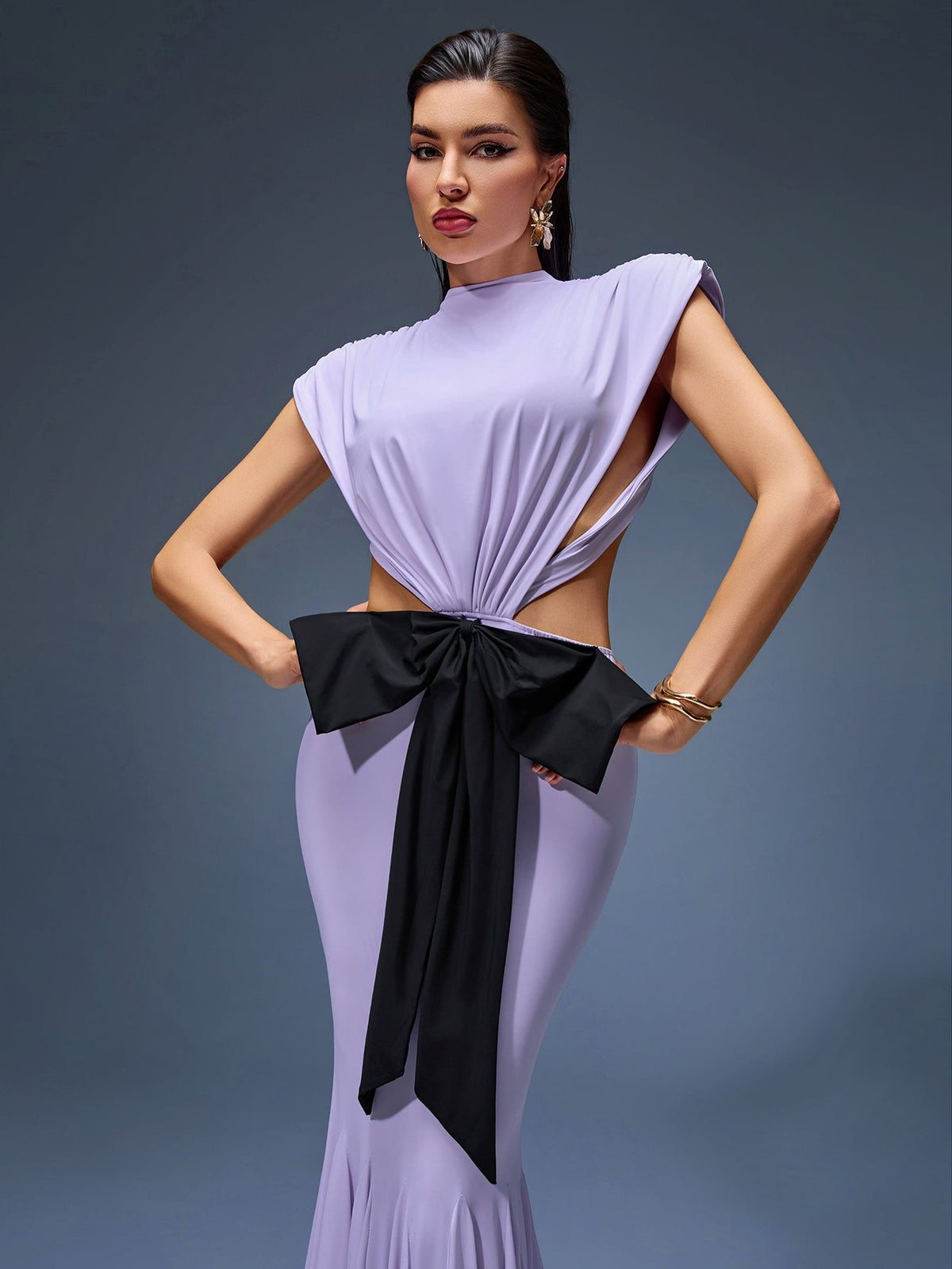Open-Back Maxi Dress with Bow Detail, detail view