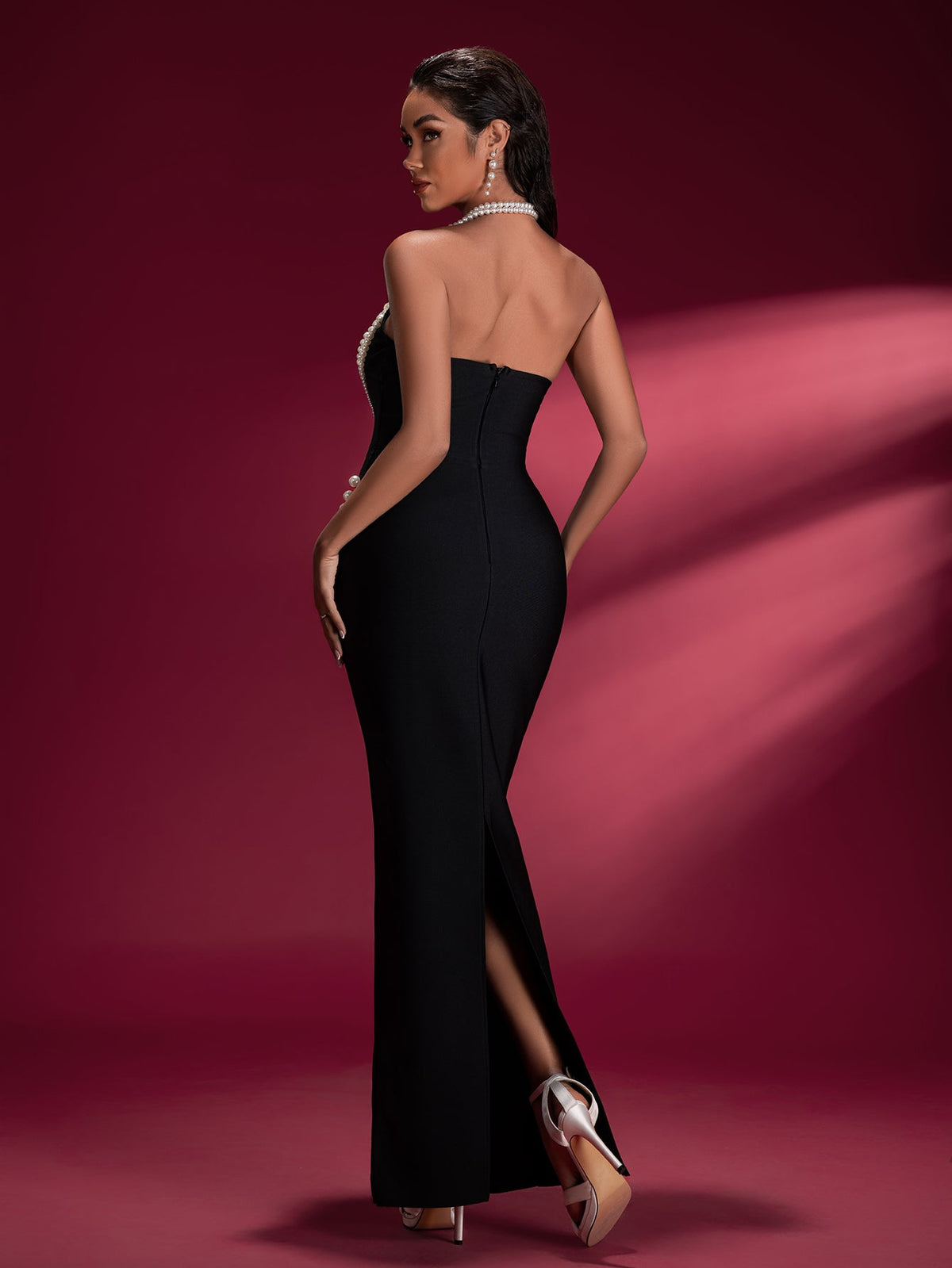 Pearl Detail Bandage Maxi Dress, detail view
