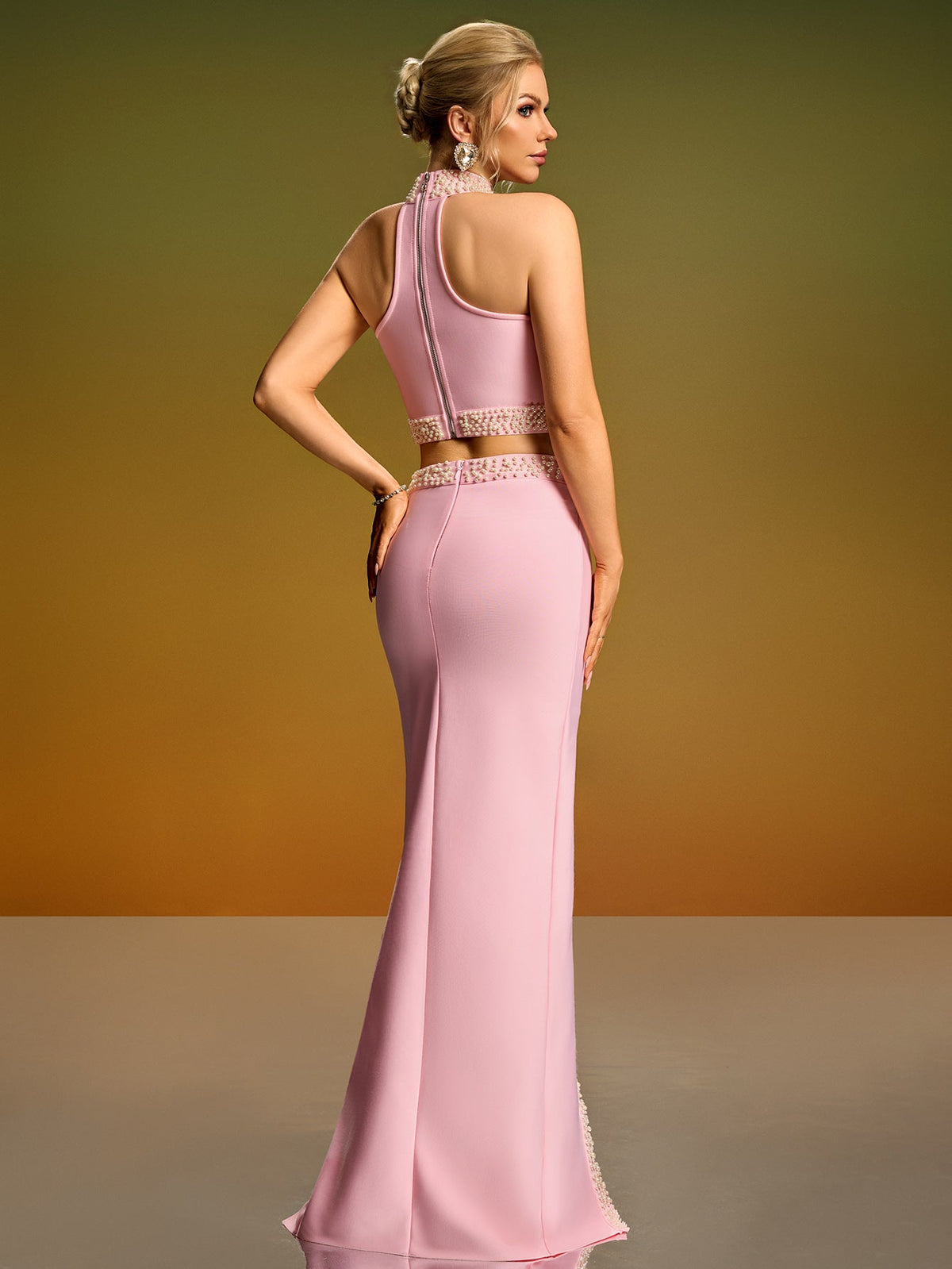 Pearl Embellished Two-Piece Bandage Set, side view