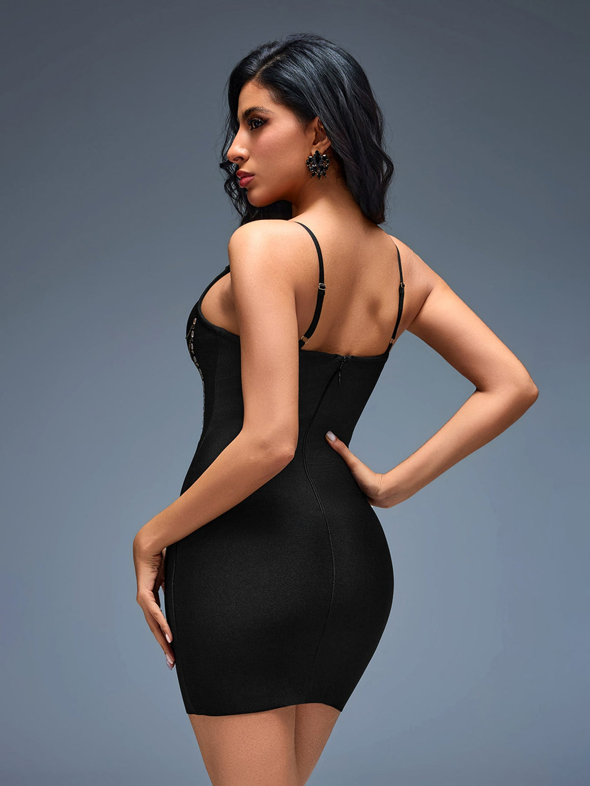 Rhinestone Chain Bandage Mini Dress, detail view