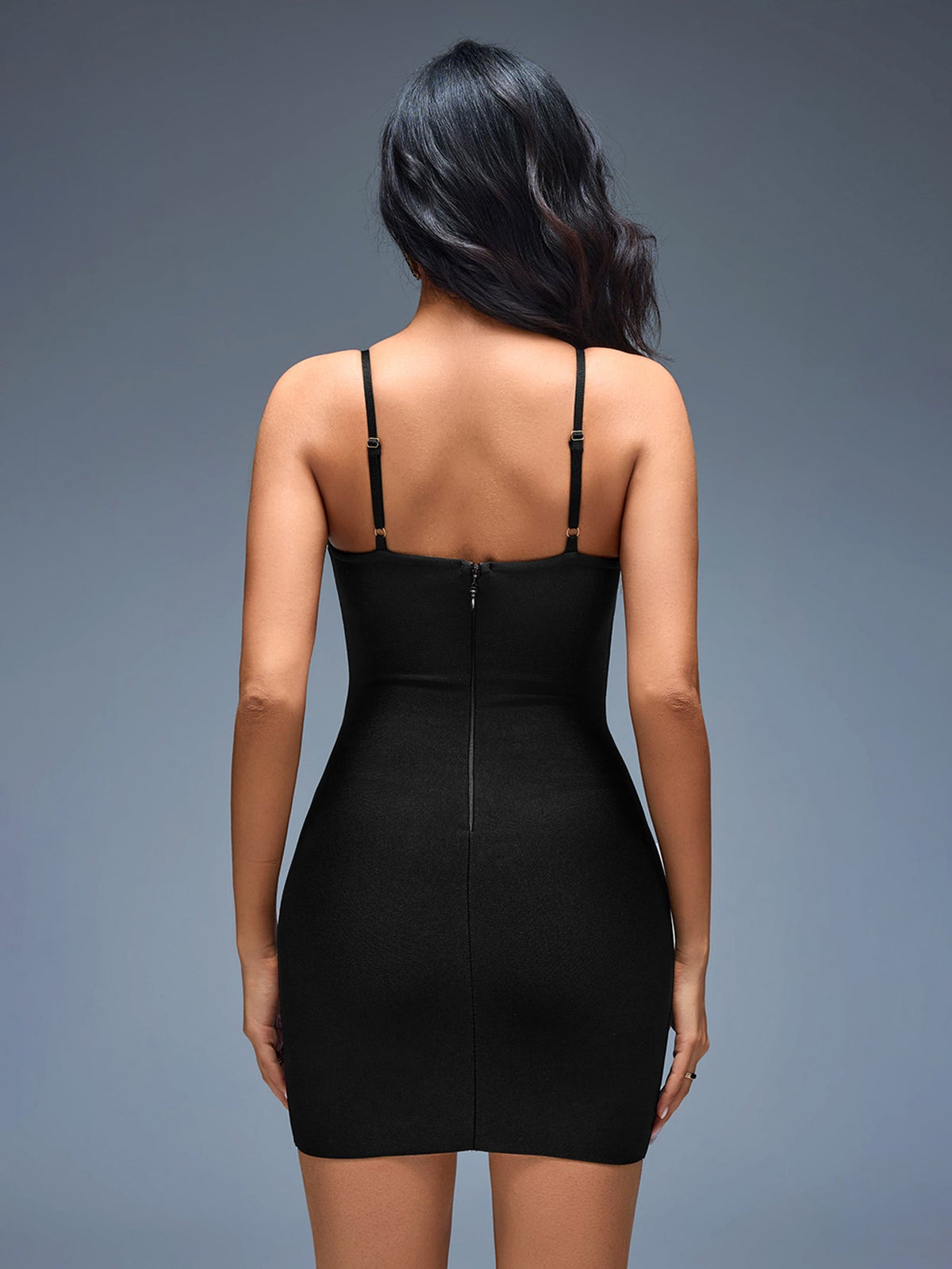 Rhinestone Chain Bandage Mini Dress, front full-length view