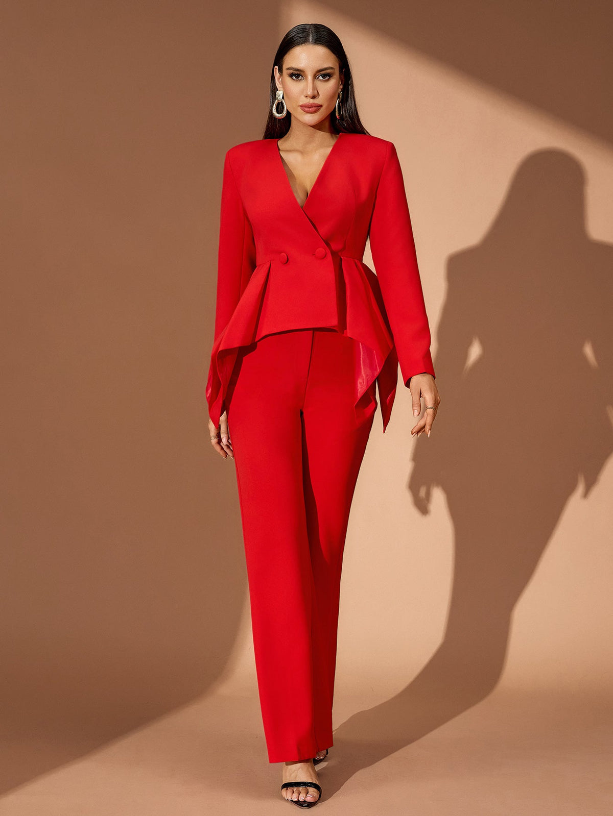 Ruffled Peplum Pantsuit, side view