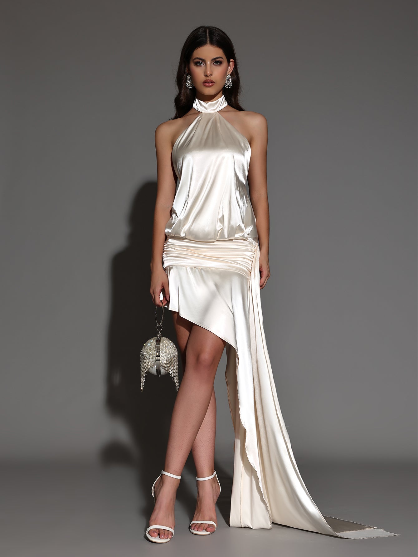 Asymmetric Side-Tail Open Back Dress
