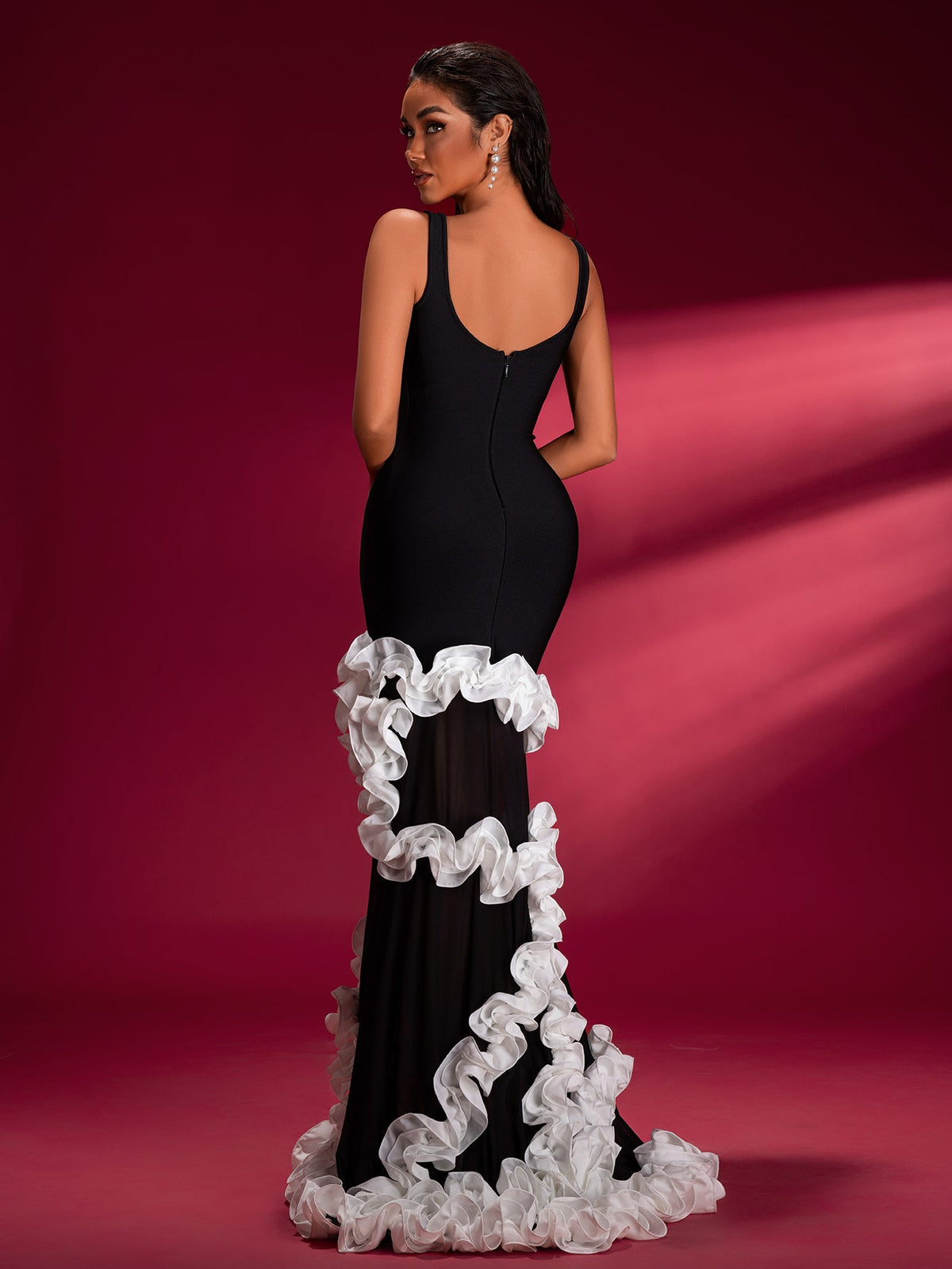 Wisteria Appliqué Bandage Maxi Dress, detail view