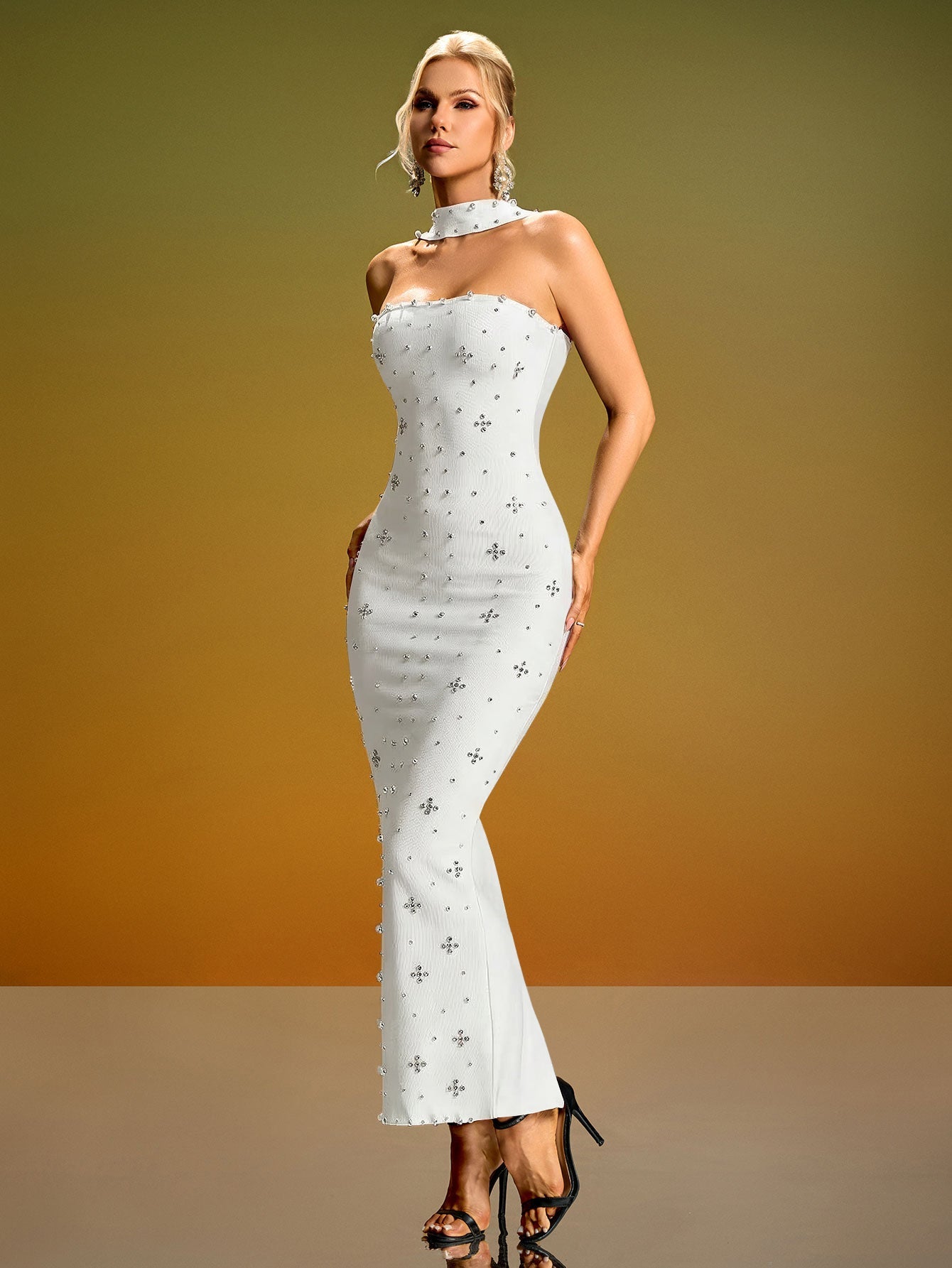 Sparkly Crystal Bandage Maxi Dress