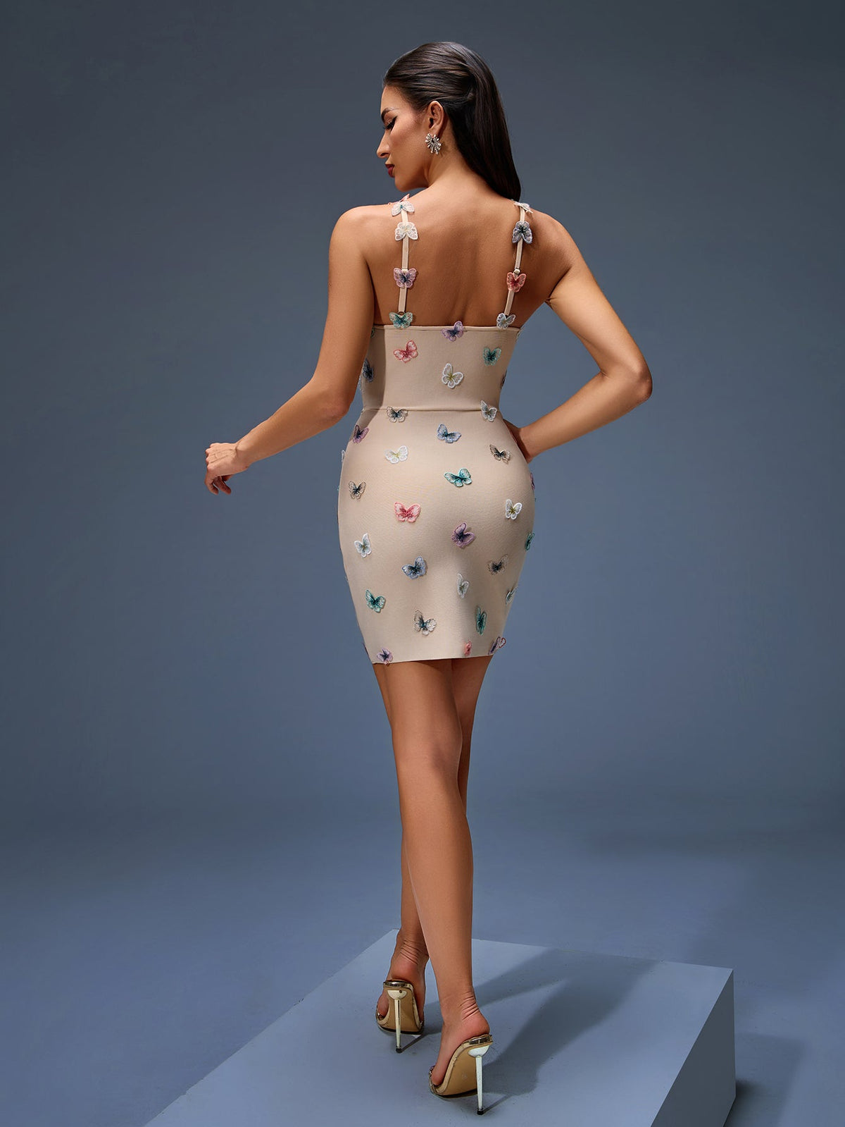 Butterfly Embroidered Bandage Dress, side view