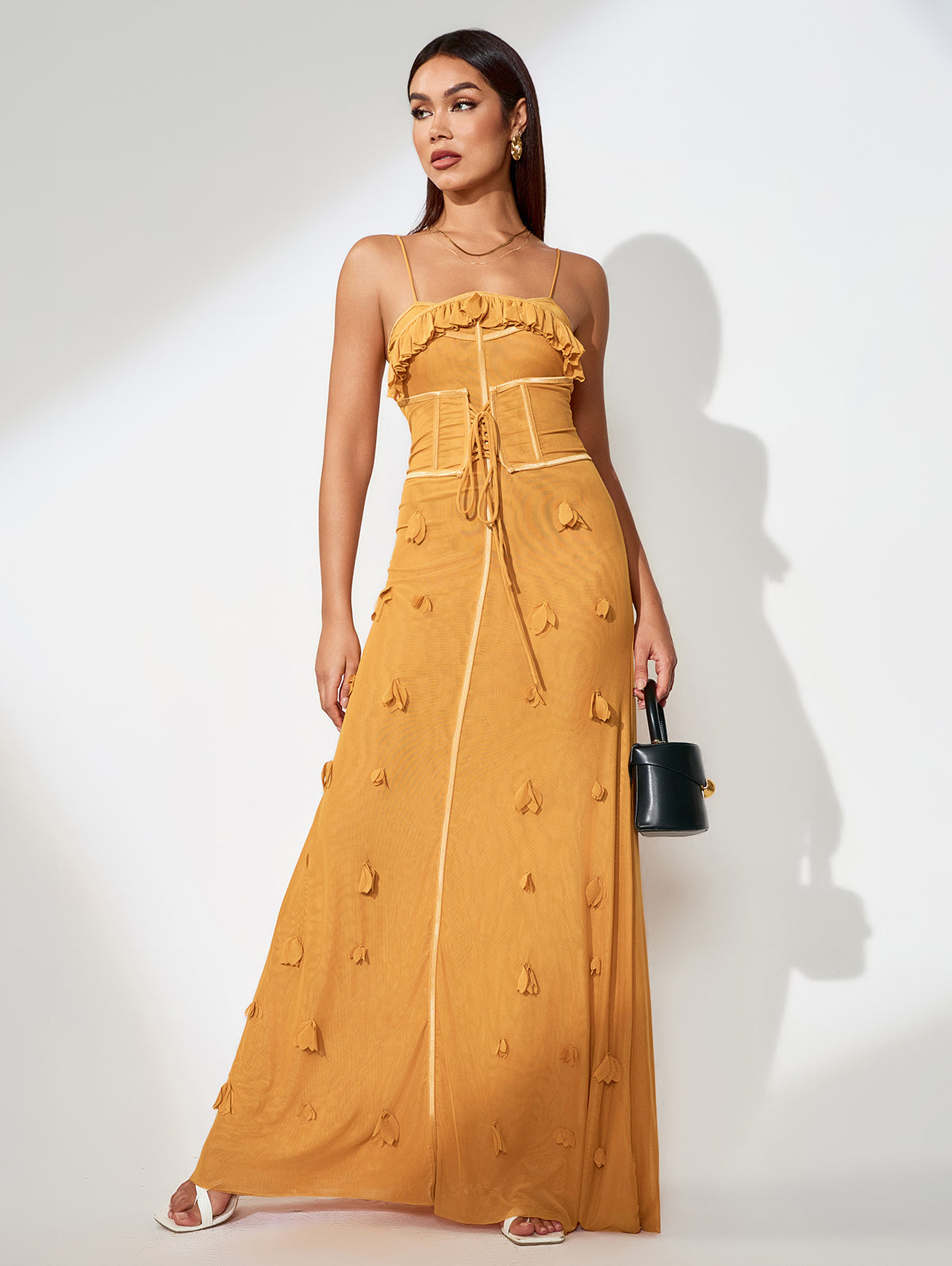 Fishbone Corset Strap Maxi Dress