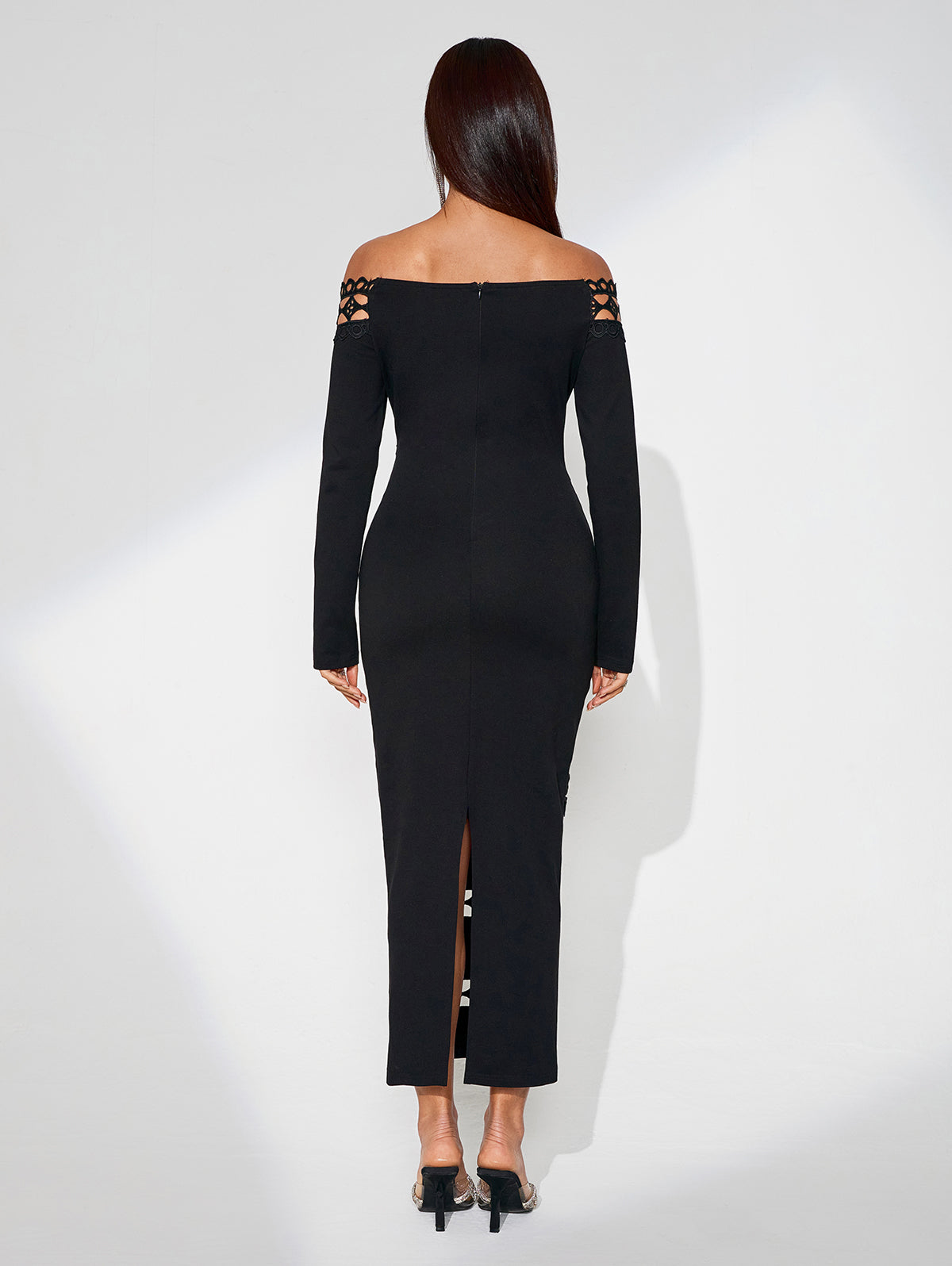 Off Shoulder Hollow-out Bodycon Dress