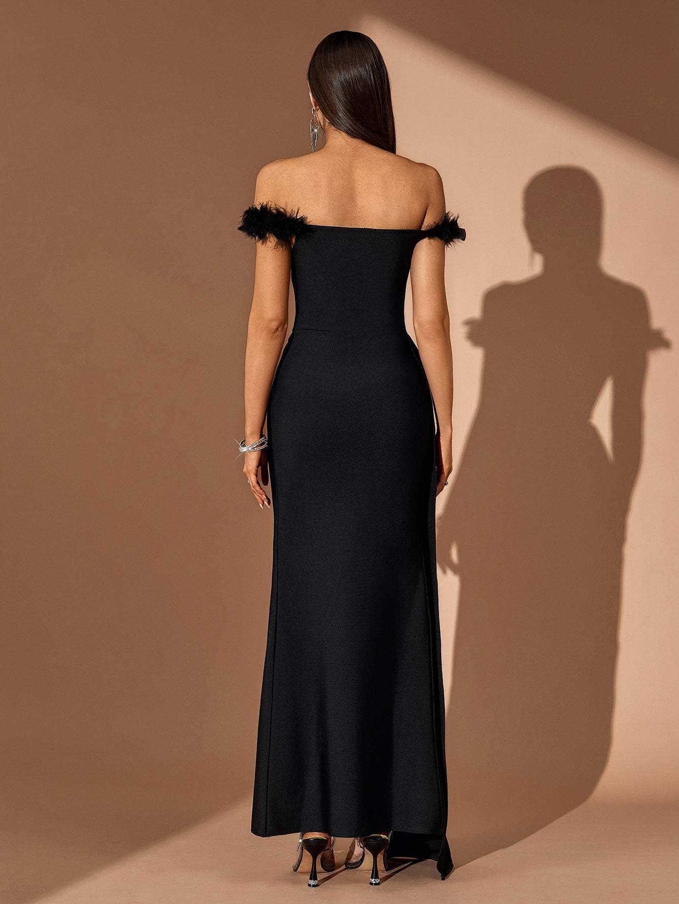 Elegant Crystal Floral Draped Maxi Dress