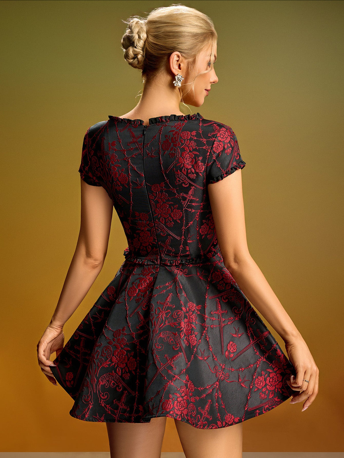 Floral Embroidered A-Line Mini Dress, side view