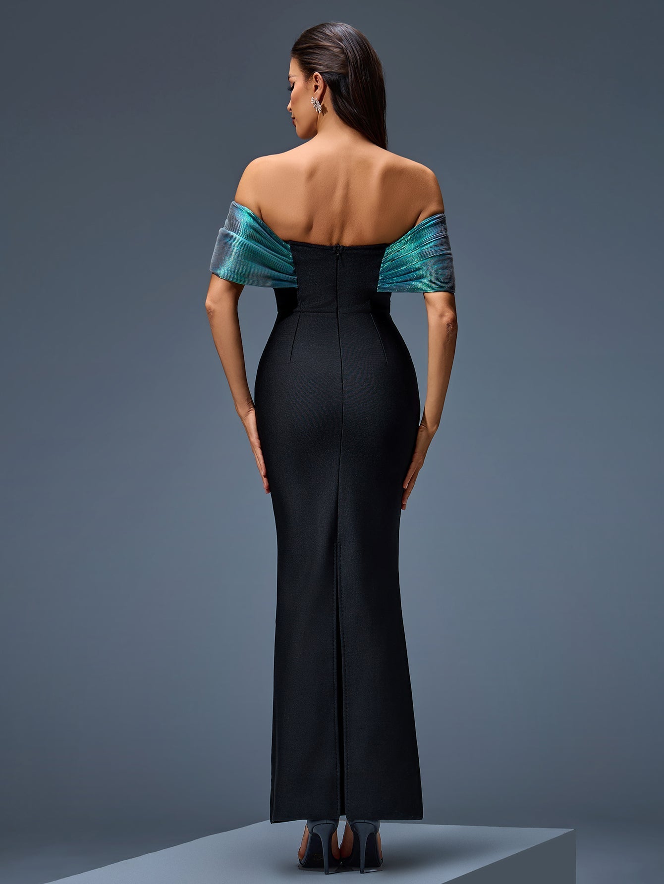 Off Shoulder Beaded Bandage Maxi Dress