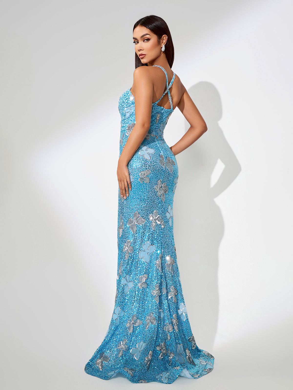 Sparkly Sequin Butterflies Maxi Dress
