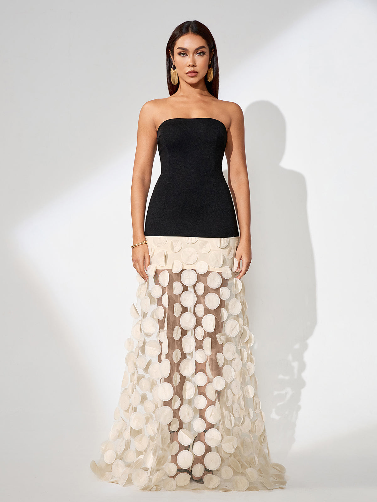 Polka Dot Spliced Maxi Dress