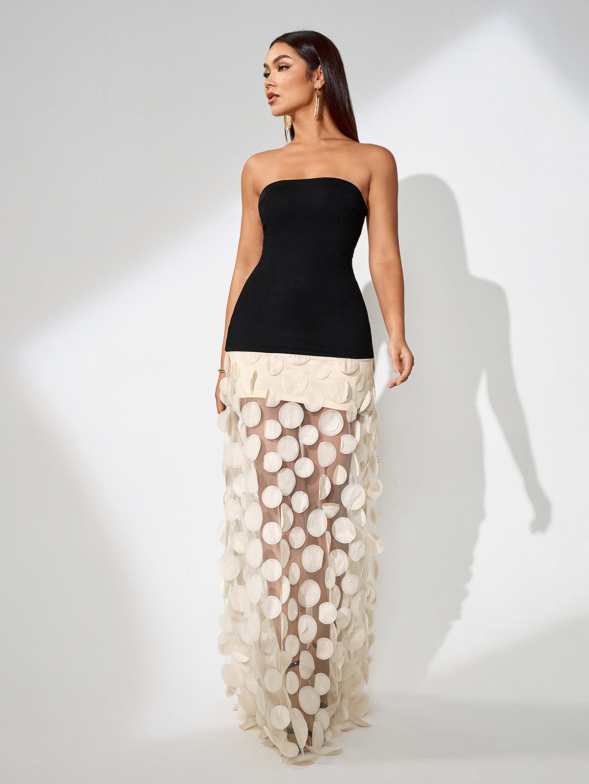 Polka Dot Spliced Maxi Dress