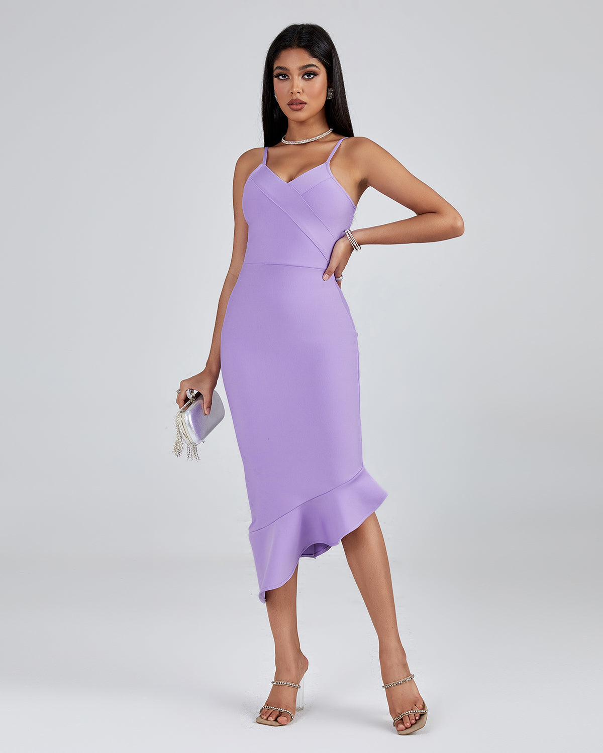 Strappy Fishtail Midi Bandage Dress