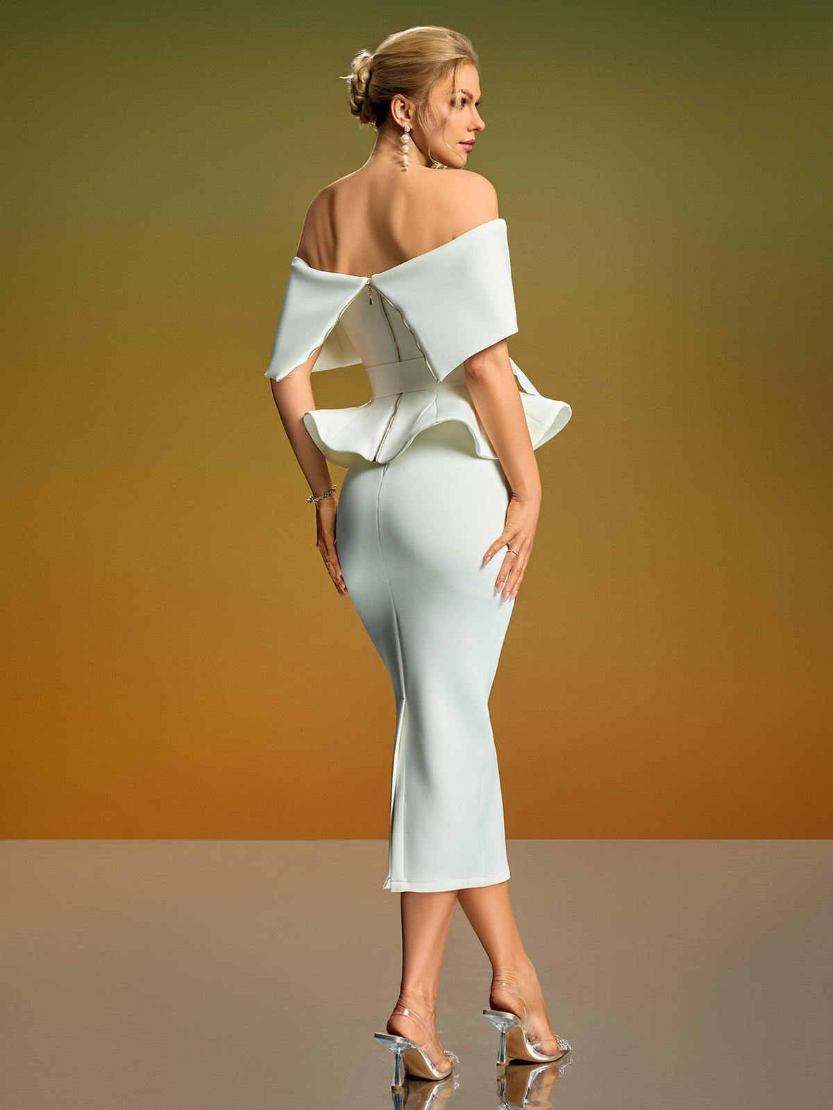 Off-Shoulder Ruffle Skirt Suit, side view