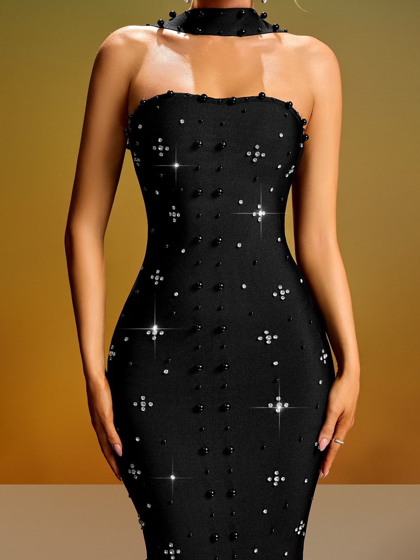Sparkly Crystal Bandage Maxi Dress