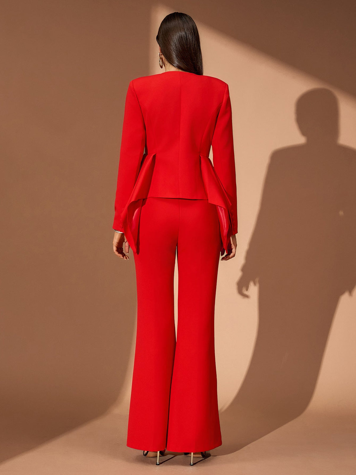Ruffled Peplum Pantsuit, back view