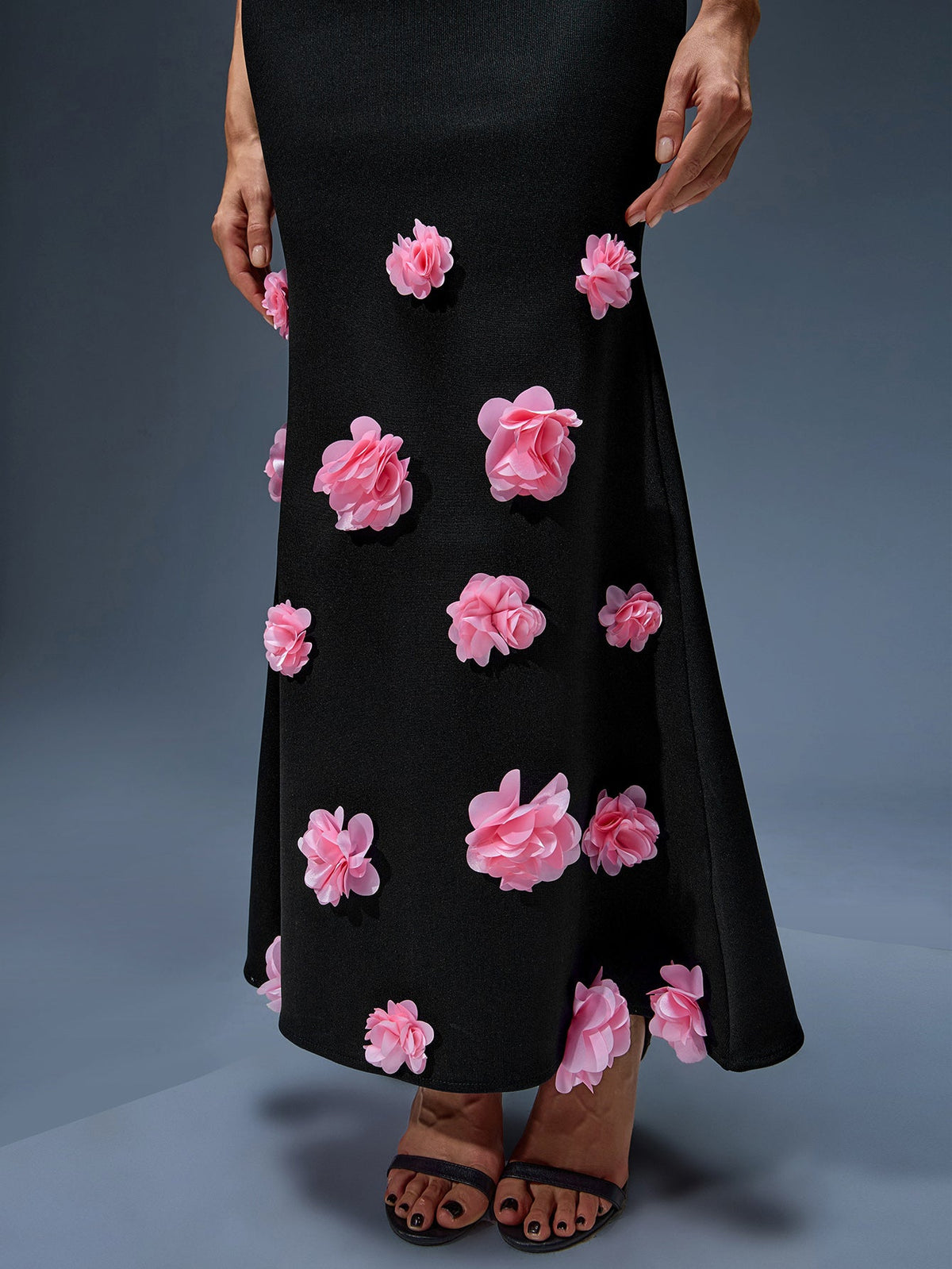Strapless Floral Bandage Mermaid Dress, detail view