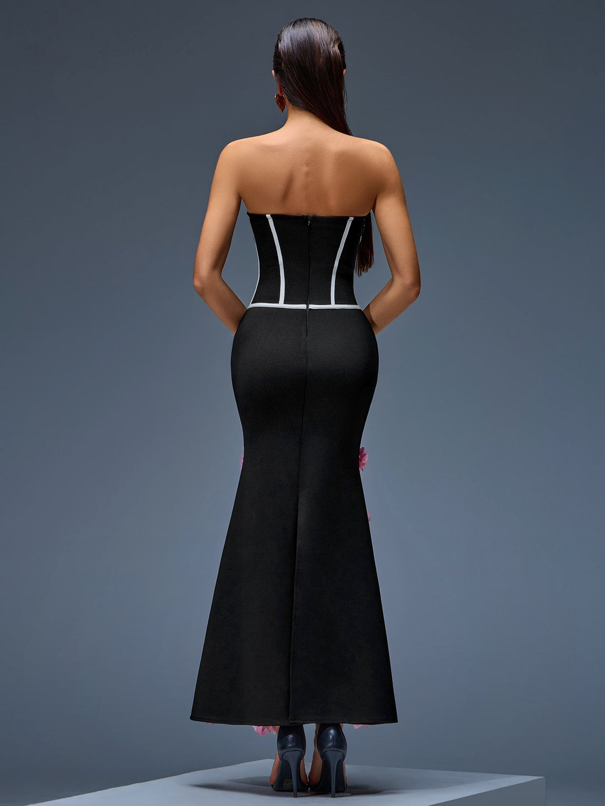Strapless Floral Bandage Mermaid Dress, side view